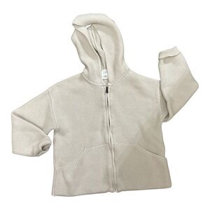 ZARA Girl’s Light Beige Zip Front Sweater with Hoodie Size 4/5